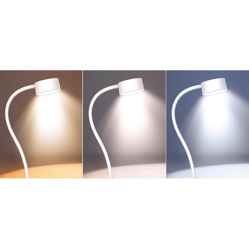 LED Димируем гъвкав акумулаторен настолна лампа с щипка LED/2W/1800 mAh 3000/4000/6500K бял