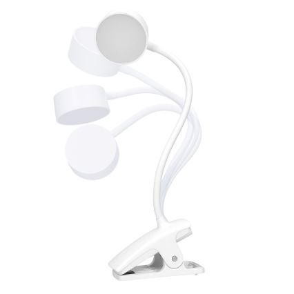 LED Димируем гъвкав акумулаторен настолна лампа с щипка LED/2W/1800 mAh 3000/4000/6500K бял