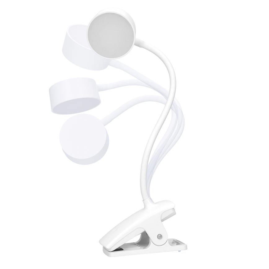 LED Димируем гъвкав акумулаторен настолна лампа с щипка LED/2W/1800 mAh 3000/4000/6500K бял