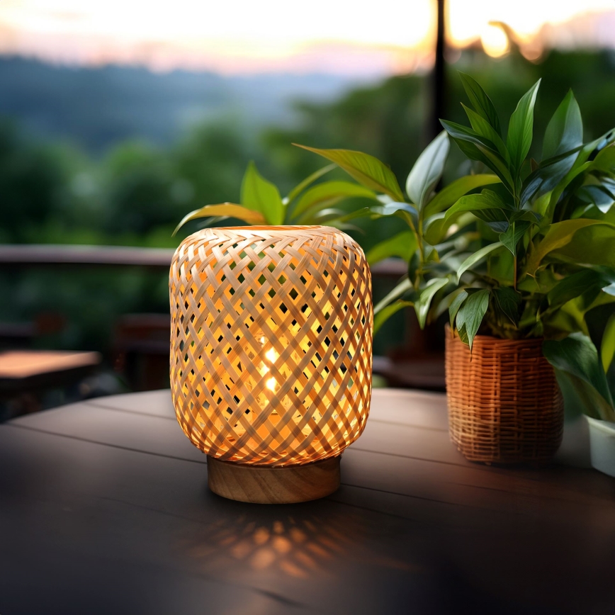 LED Декоративна настолна лампа BOHO LED/2xAAA ратан