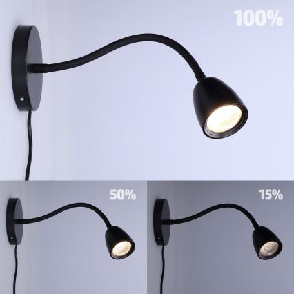 LED Димируема малка лампа за стена LED/4W/230V черен