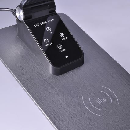 LED Димируема настолна лампа с безжично зареждане LED/10W/230V матов хром