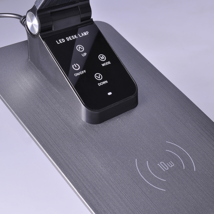 LED Димируема настолна лампа с безжично зареждане LED/10W/230V матов хром