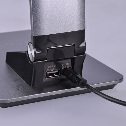 LED Димируема настолна лампа с безжично зареждане LED/10W/230V матов хром