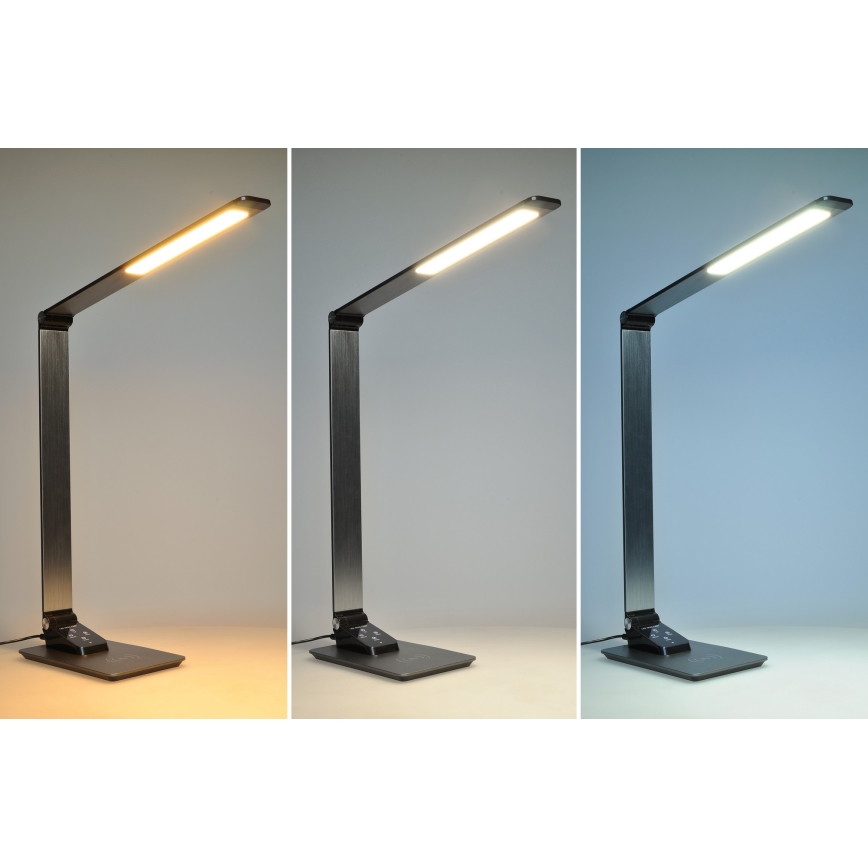 LED Димируема настолна лампа с безжично зареждане LED/10W/230V матов хром