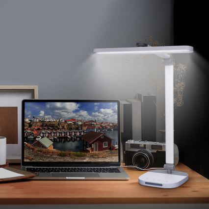 LED Димируема сензорна настолна лампа с нощ осветление LED/10W/5V 3000/4000/5000K бял