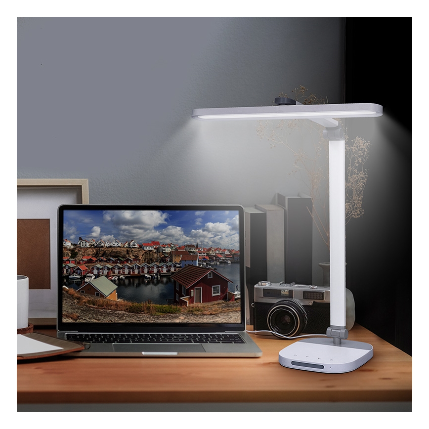 LED Димируема сензорна настолна лампа с нощ осветление LED/10W/5V 3000/4000/5000K бял