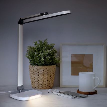 LED Димируема сензорна настолна лампа с нощ осветление LED/10W/5V 3000/4000/5000K бял