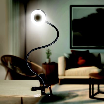 LED димируема настолна лампа с щипка LED/8W/230V 3000/4000/5000K черна