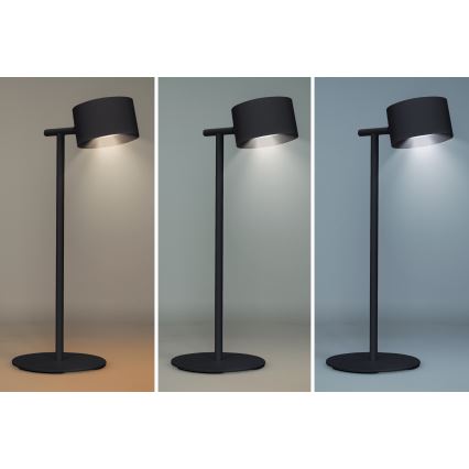 LED регулируема докосваема презареждаема лампа 3 в 1 LED/4W/2000 mAh 3000/4000/6500K черна