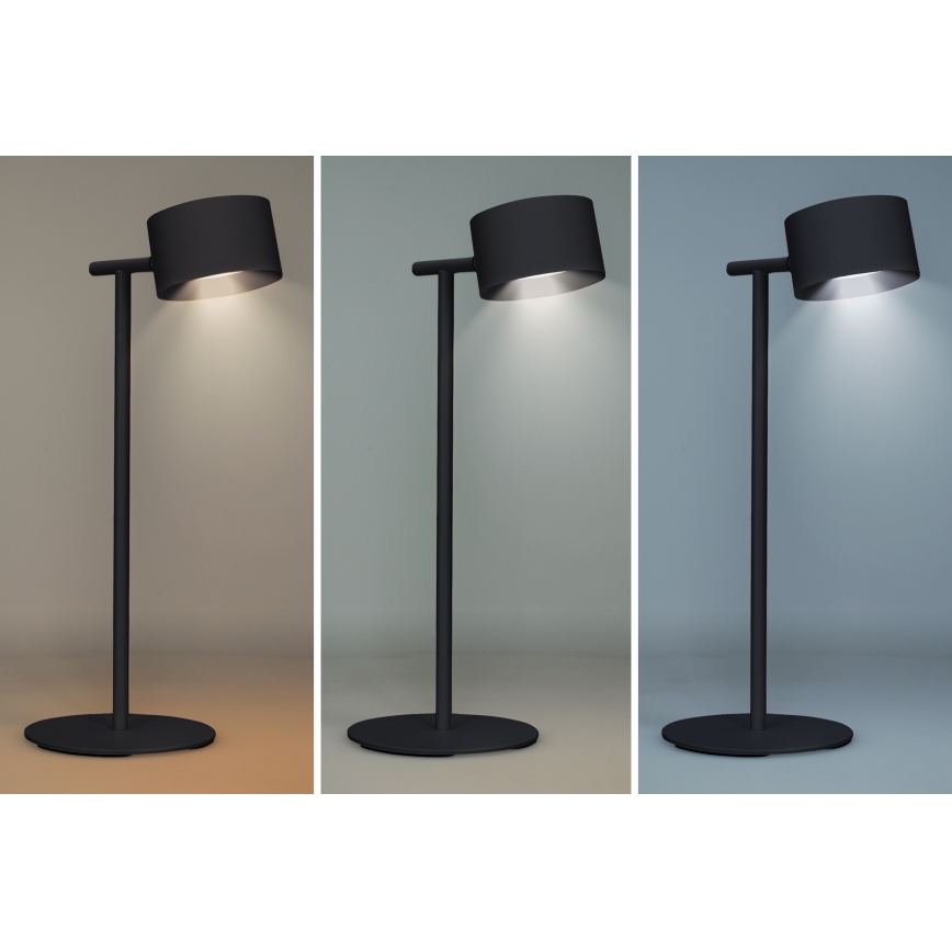 LED регулируема докосваема презареждаема лампа 3 в 1 LED/4W/2000 mAh 3000/4000/6500K черна