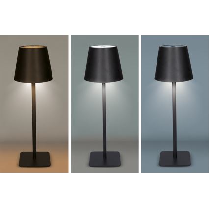 LED димируема презареждаема сензорна настолна лампа LUCCA LED/3,7V 3000/4000/6500K 2000 mAh черна