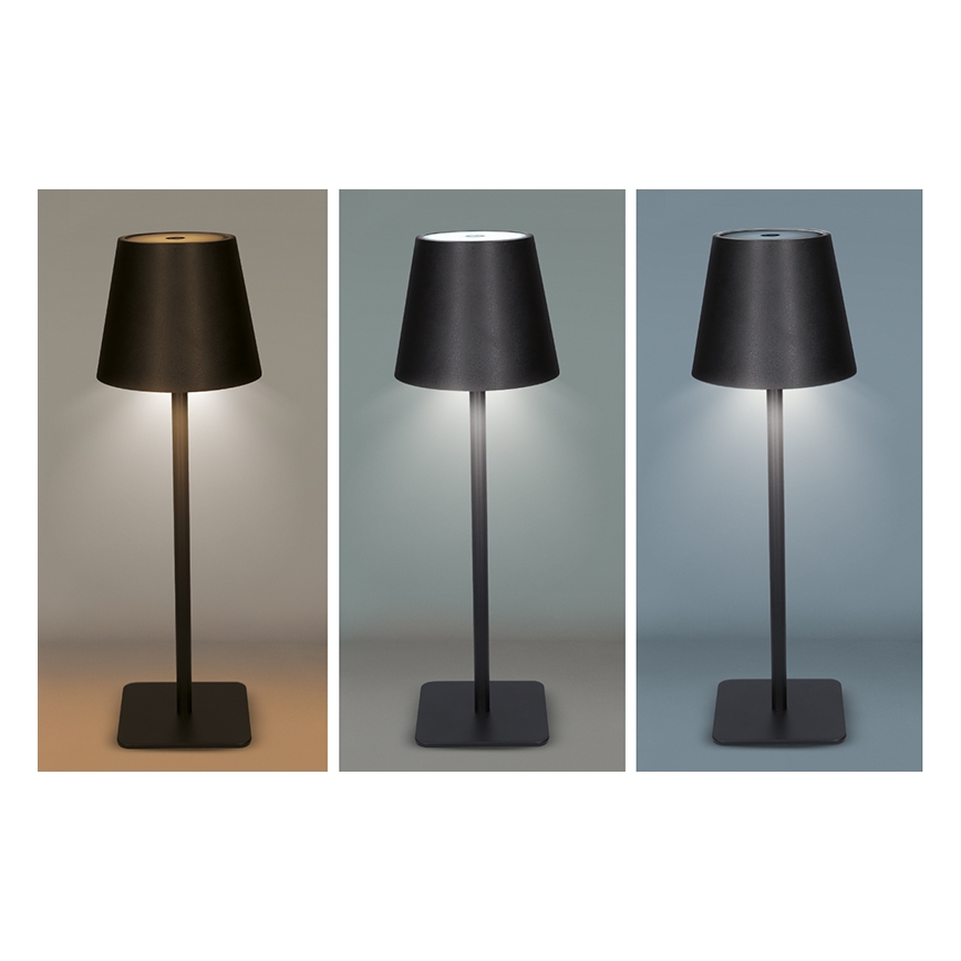 LED димируема презареждаема сензорна настолна лампа LUCCA LED/3,7V 3000/4000/6500K 2000 mAh черна