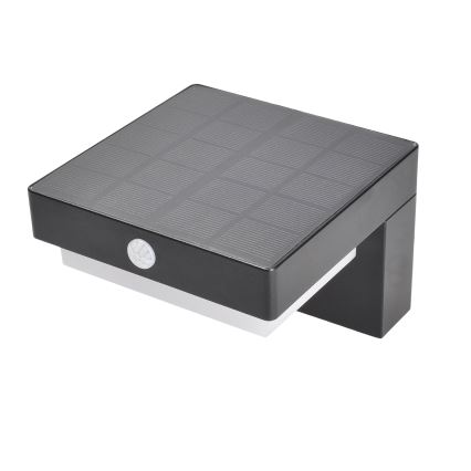LED Соларна стенна лампа със сензори за движение и здрач PALERMO LED/5W/3,7V 2000 mAh IP54 черен