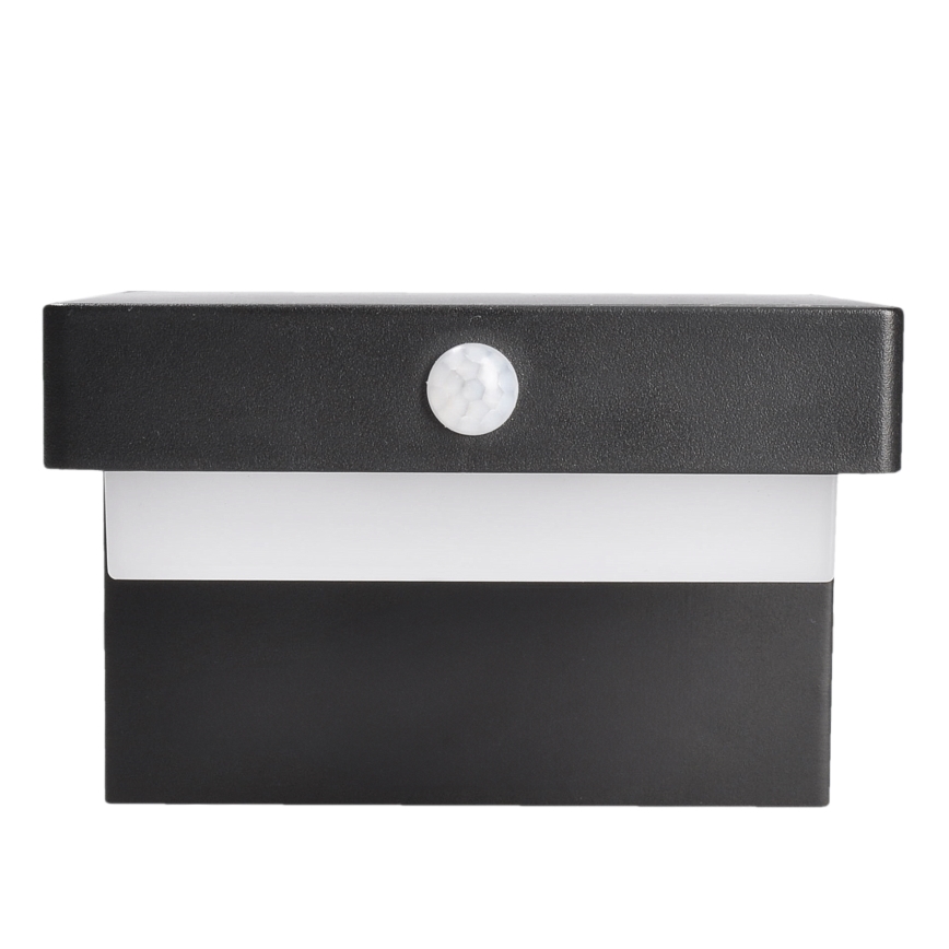 LED Соларна стенна лампа със сензори за движение и здрач PALERMO LED/5W/3,7V 2000 mAh IP54 черен