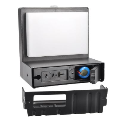 LED Соларна стенна лампа със сензори за движение и здрач PALERMO LED/5W/3,7V 2000 mAh IP54 черен