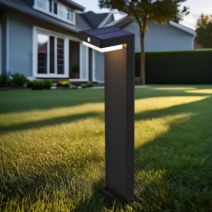 LED соларна лампа с датчик за движение и здрач PALERMO LED/5W/5V 2000 mAh IP54 черна