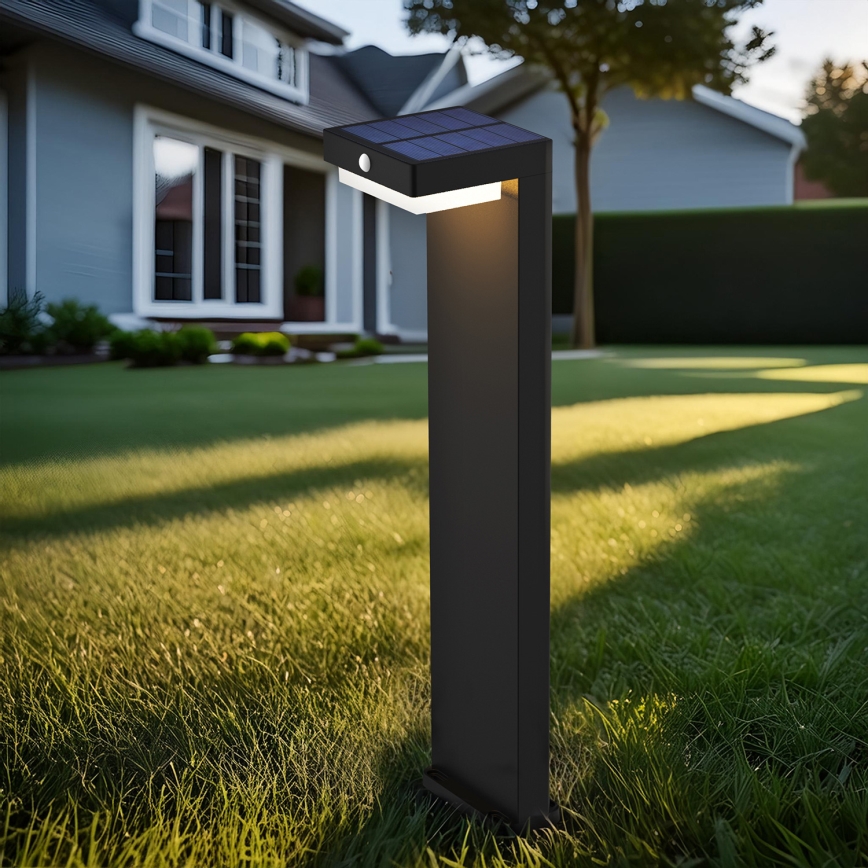 LED соларна лампа с датчик за движение и здрач PALERMO LED/5W/5V 2000 mAh IP54 черна