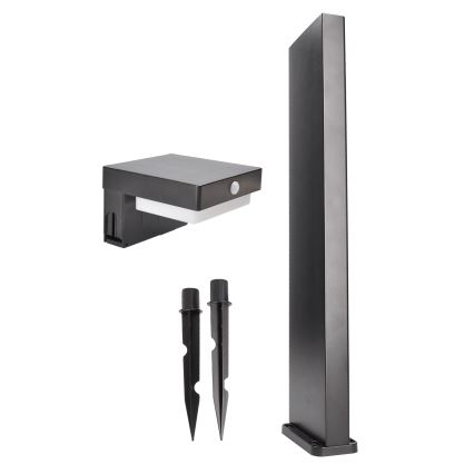 LED соларна лампа с датчик за движение и здрач PALERMO LED/5W/5V 2000 mAh IP54 черна