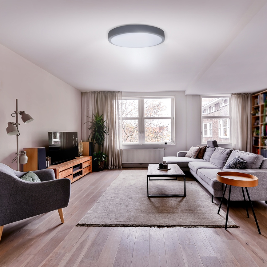 LED Димируем плафон GREY LED/60W/230V 3000-6500K сив Ø 49 см + дистанционно управление