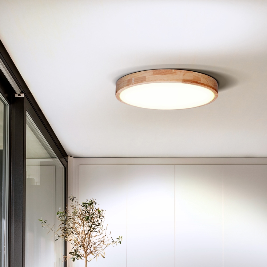 LED Димируем плафон SOLID OAK LED/48W/230V 3000-6500K дъб Ø 39 см + дистанционно управление