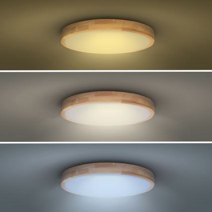LED Димируем плафон SOLID OAK LED/48W/230V 3000-6500K дъб Ø 39 см + дистанционно управление