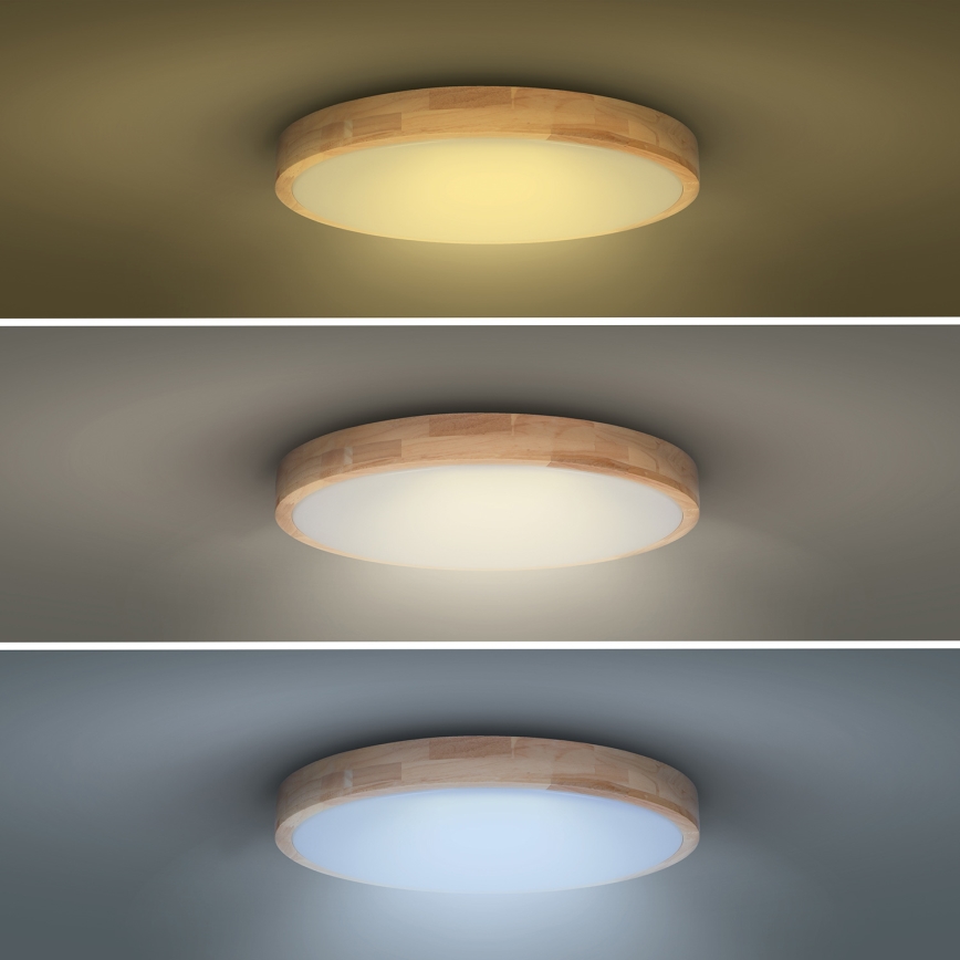 LED Димируем плафон SOLID OAK LED/48W/230V 3000-6500K дъб Ø 39 см + дистанционно управление