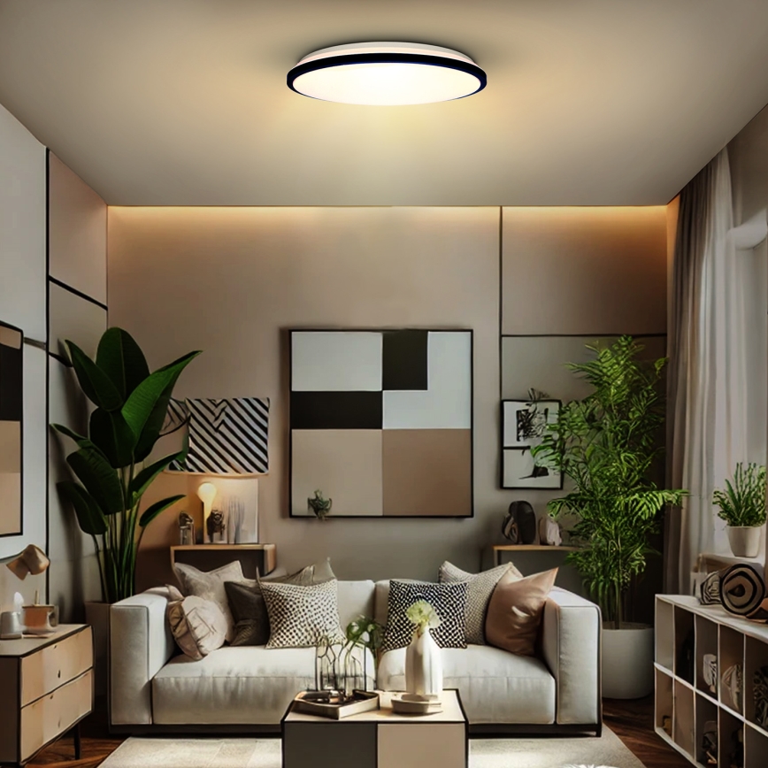LED Димируем плафон JAMIL LED/48W/230V 3000-6500K черен + дистанционно управление