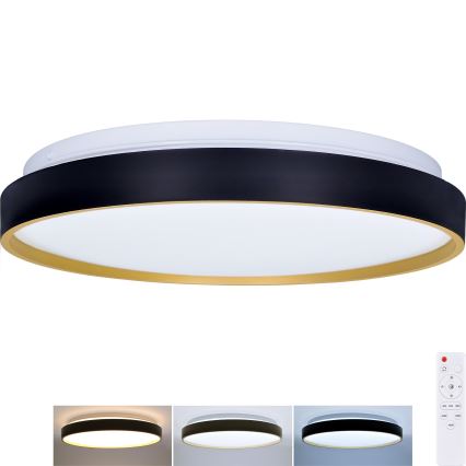 LED Димируем плафон CALA LED/48W/230V 3000-6500K черен/златист + дистанционно управление