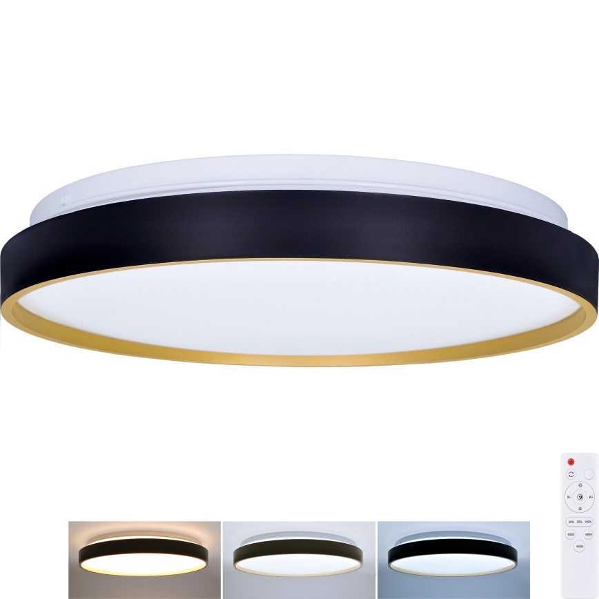LED Димируем плафон CALA LED/48W/230V 3000-6500K черен/златист + дистанционно управление
