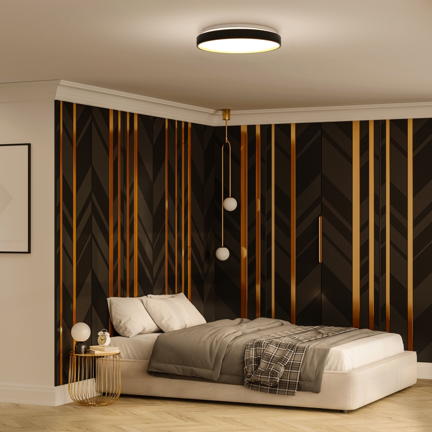 LED Димируем плафон CALA LED/48W/230V 3000-6500K черен/златист + дистанционно управление