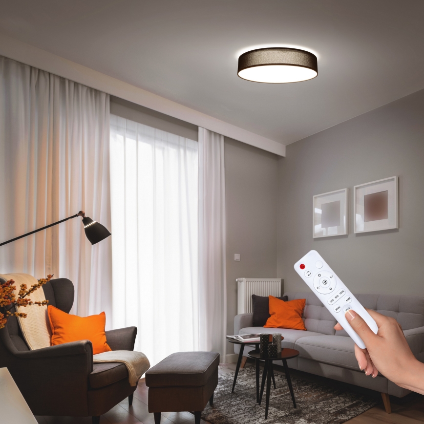 LED Димируем плафон PENLEY LED/48W/230V 3000-6500K Ø 40 см черен + дистанционно управление