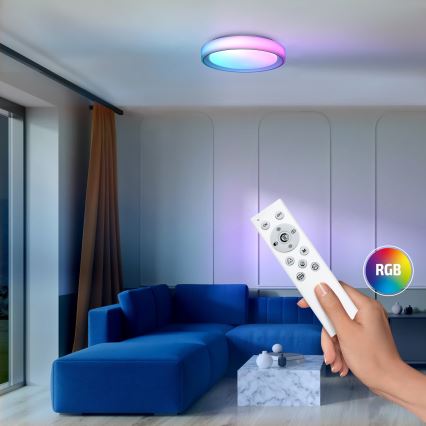 LED RGB Димируем плафон FLOCO LED/30W/230V 3000-6500K + RGB/6W Ø 40 см + дистанционно управление
