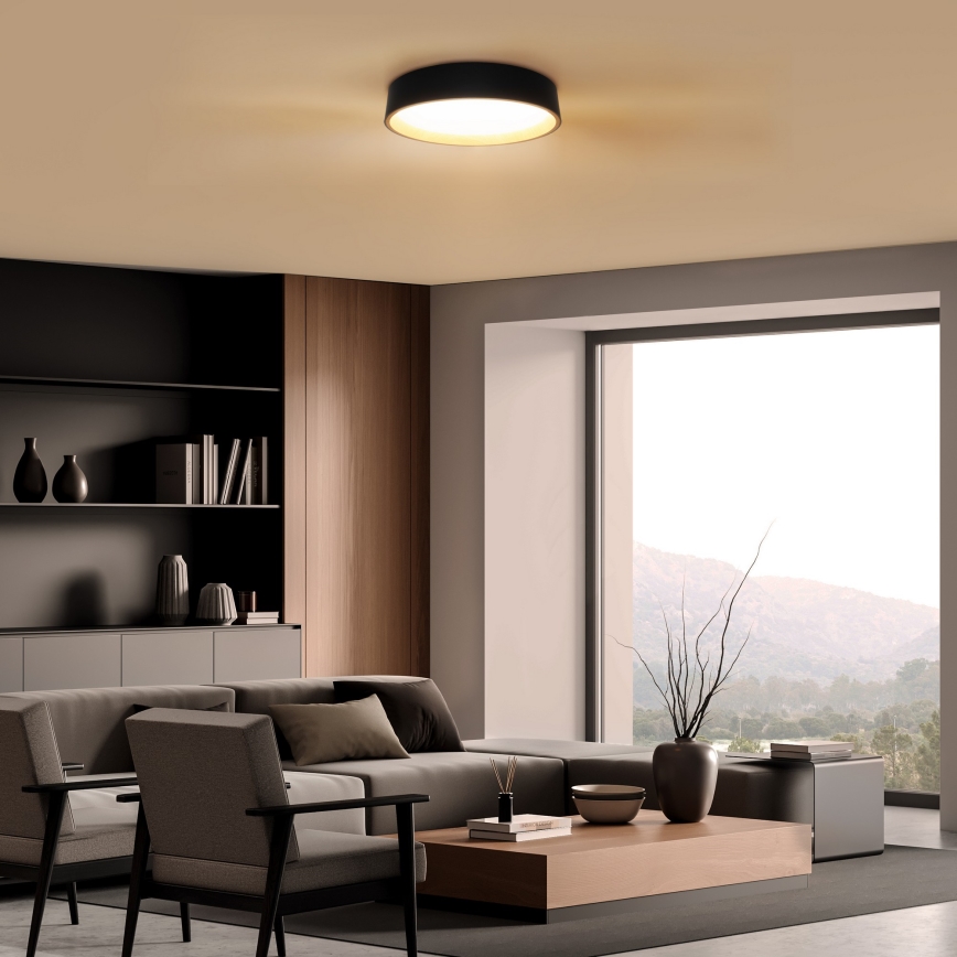 LED Димируем плафон LARIOS LED/48W/230V 3000-6500K Ø 39 см черен + дистанционно управление