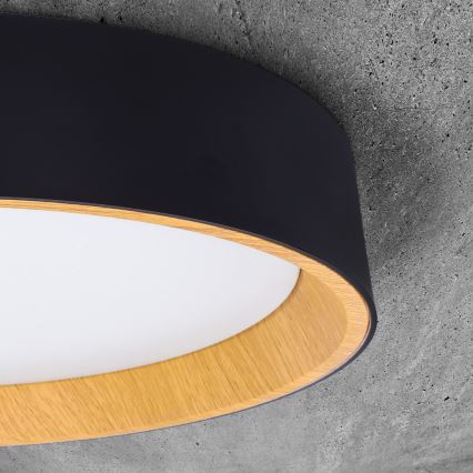 LED Димируем плафон LARIOS LED/48W/230V 3000-6500K Ø 39 см черен + дистанционно управление