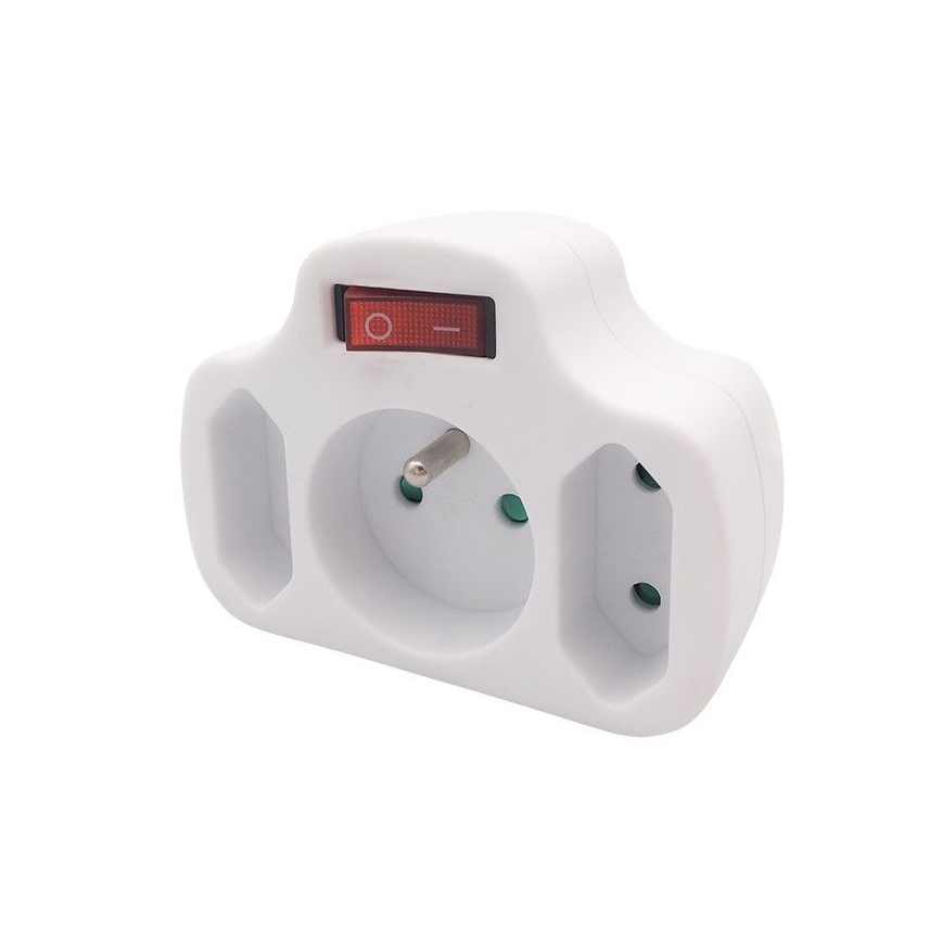 Разклонител 1Z 10A + 2Z 2,5A с превключвател