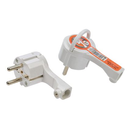 Ъглов щепсел 230V/16A бял