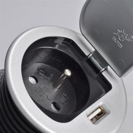 USB контакт за вграждане с капак 230V