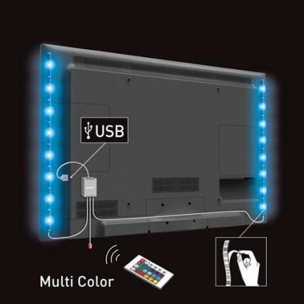 К-кт 2 бр. LED RGB лента за TV с дистанционно IP65 LED/USB 50см