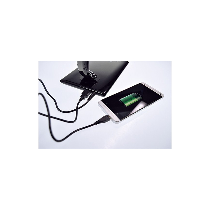 LED Димируема настолна лампа USB конектор LED/12W/230V черна