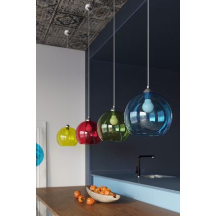Подвесен полилей BALL с кабел 1xE27/15W/230V Ø 30 cm бял/лъскав хром