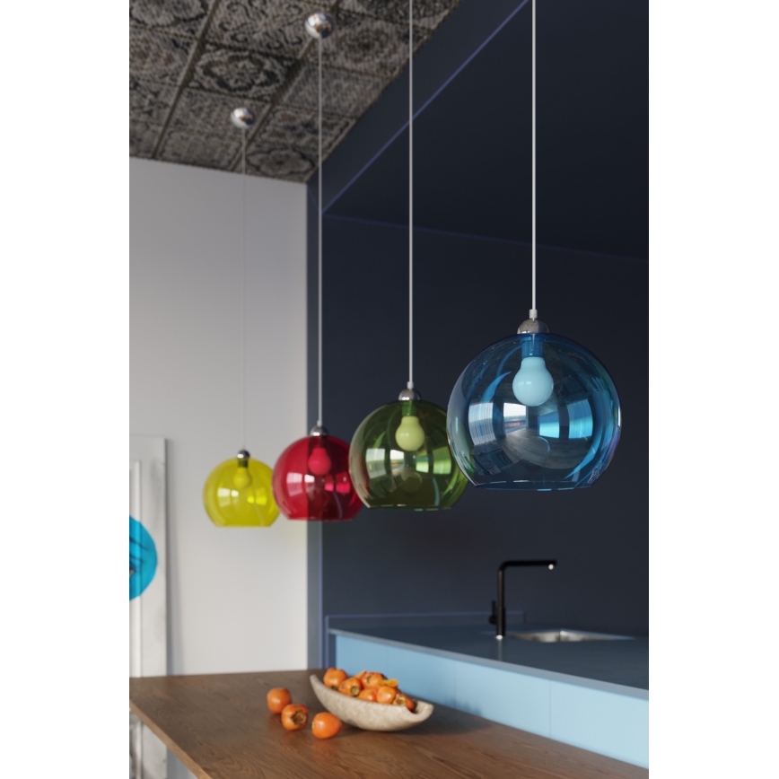 Подвесен полилей BALL с кабел 1xE27/15W/230V Ø 30 cm бял/лъскав хром