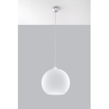 Подвесен полилей BALL с кабел 1xE27/15W/230V Ø 30 cm бял/лъскав хром