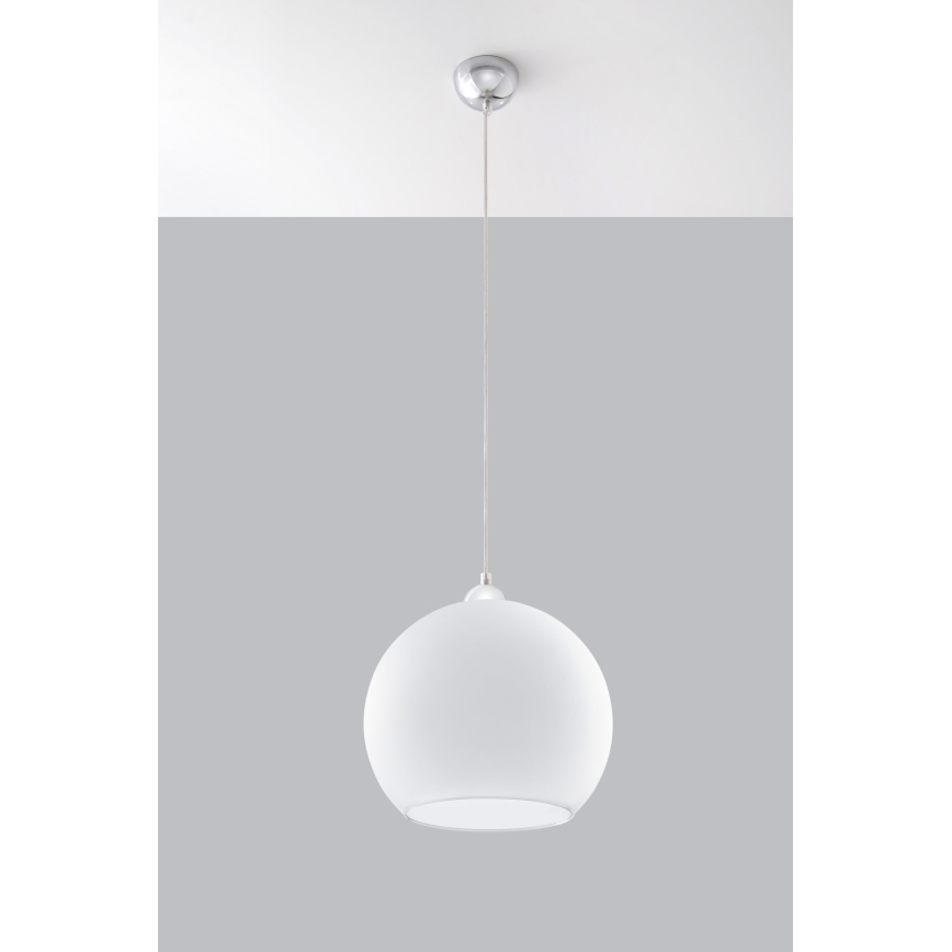 Подвесен полилей BALL с кабел 1xE27/15W/230V Ø 30 cm бял/лъскав хром