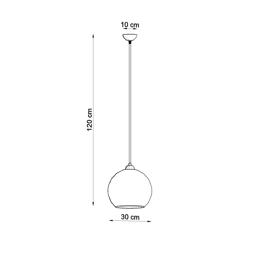 Подвесен полилей BALL с кабел 1xE27/15W/230V Ø 30 cm бял/лъскав хром