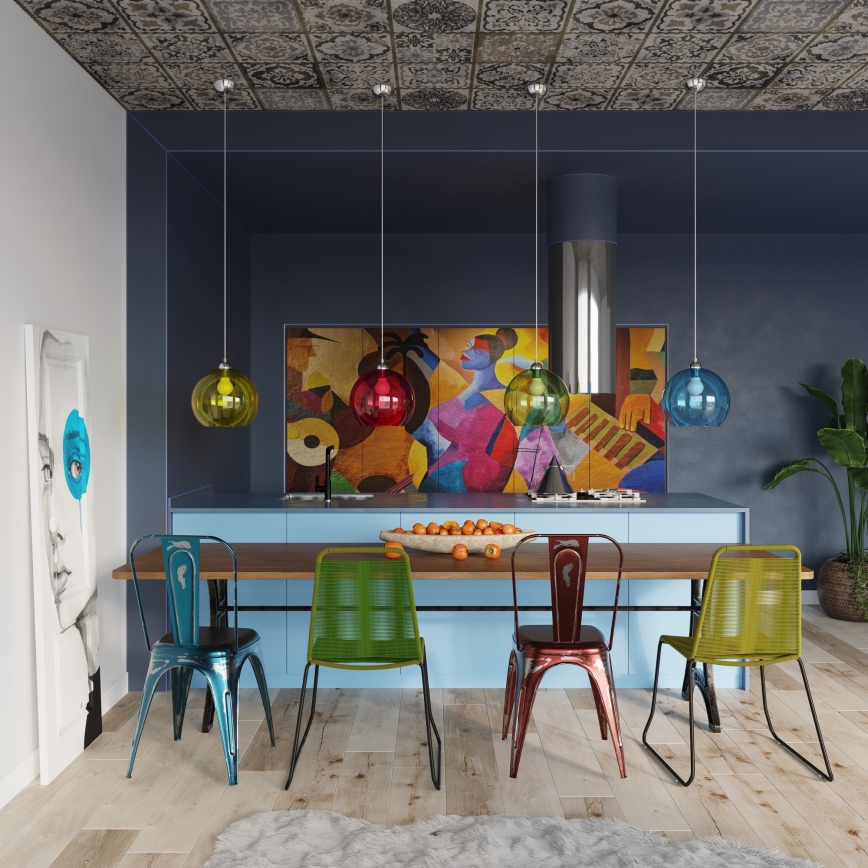 Пендел на кабел BALL 1xE27/15W/230V Ø 30 см бял