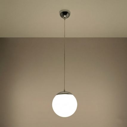 Подвесна лампа UGO на кабел 1xE27/15W/230V Ø 20 см бяла/лъскав хром