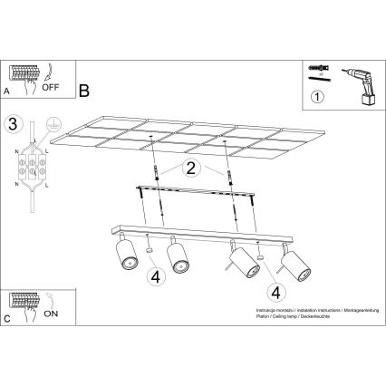 Спот RING 4L 4xGU10/10W/230V черен