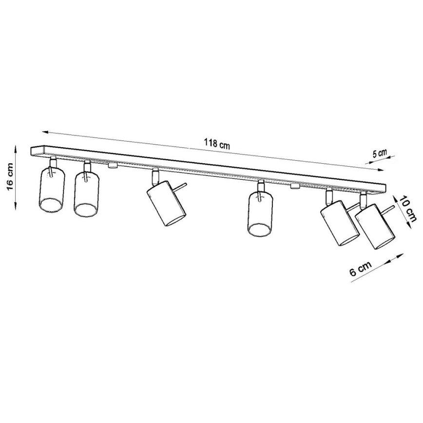 Спот RING 6L 6xGU10/10W/230V черен