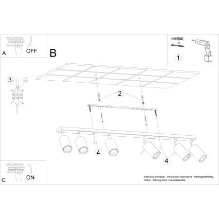 Спот RING 6L 6xGU10/10W/230V черен